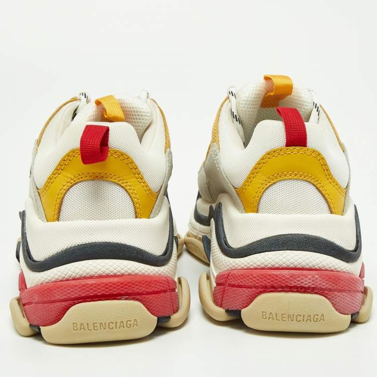 Pre Owned Balenciaga Multicolor Leather and Mesh Triple S Sneakers Size 38