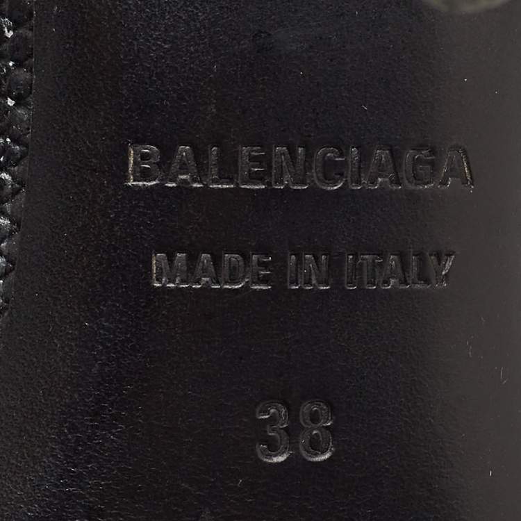 Pre Owned Balenciaga Black Lizard Embossed Leather Ankle Boots Size 38
