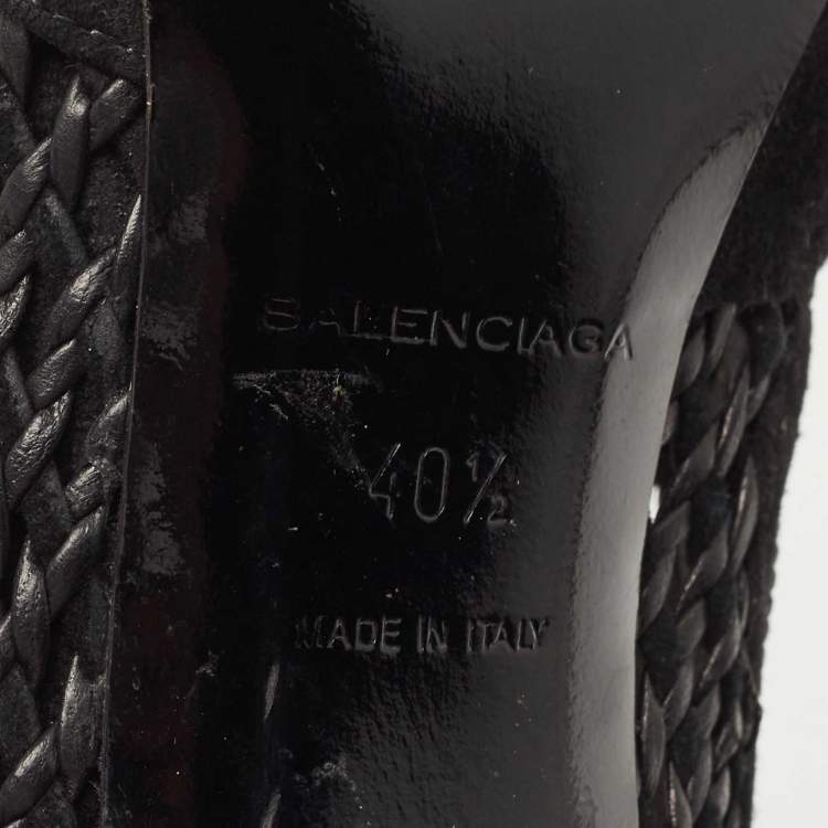 Pre Owned Balenciaga Black Leather and Suede Ankle Boots Size 40.5