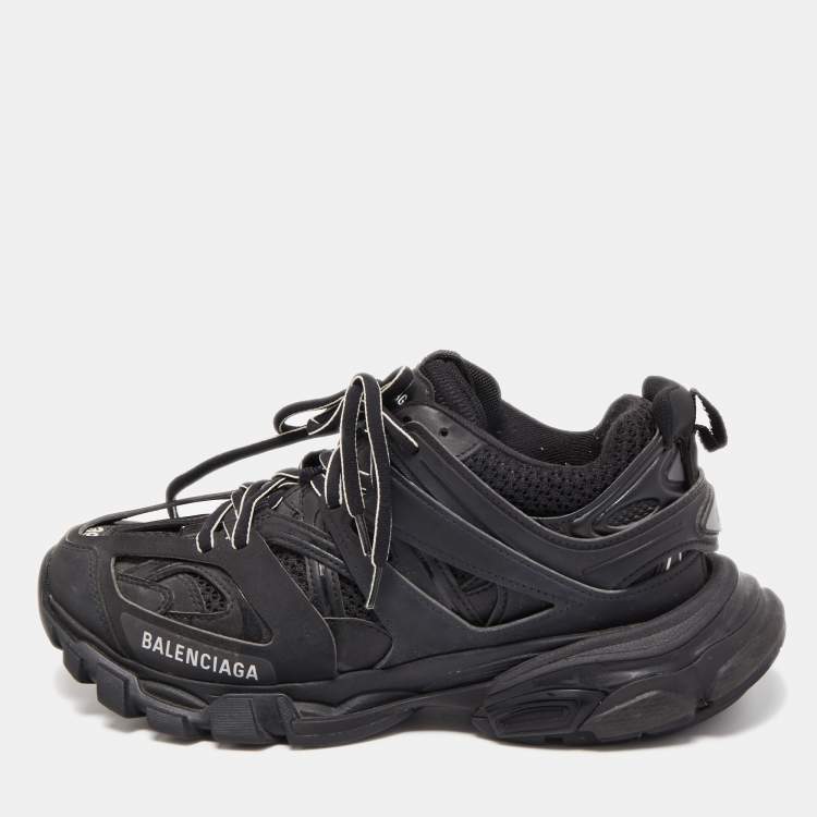 Balenciaga Black Leather and Mesh Track Sneakers Size TLC