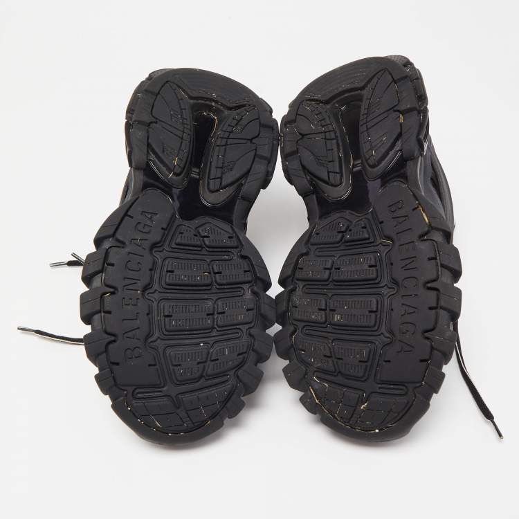 Pre Owned Balenciaga Black Leather and Mesh Track Sneakers Size 39