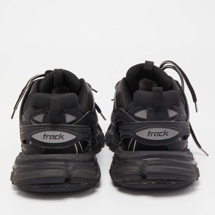 Pre Owned Balenciaga Black Leather and Mesh Track Sneakers Size 39