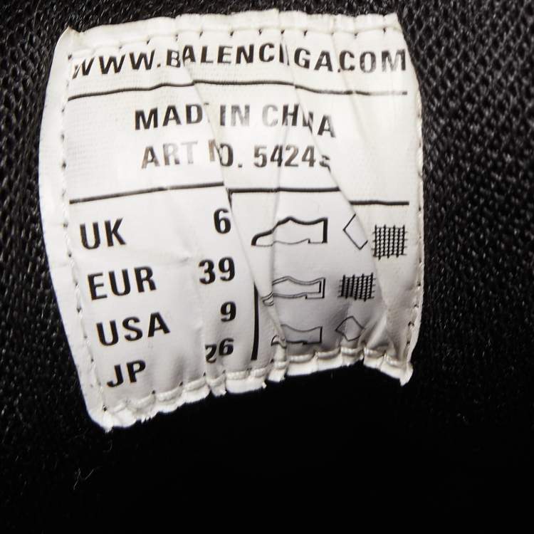 Pre Owned Balenciaga Black Leather and Mesh Track Sneakers Size 39