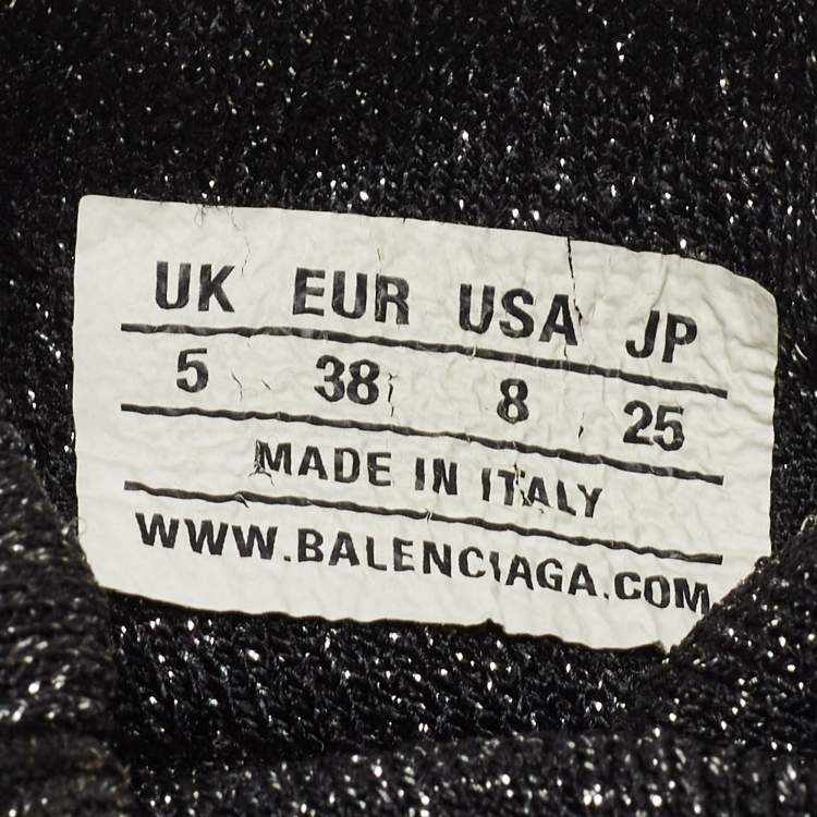 Pre Owned Balenciaga Black Glitter Knit Fabric Speed Trainer Sneakers Size 38