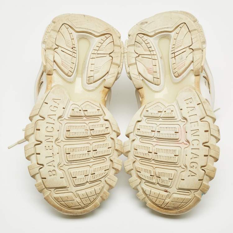 Pre Owned Balenciaga White Mesh and Faux Leather Track Sneakers Size 38