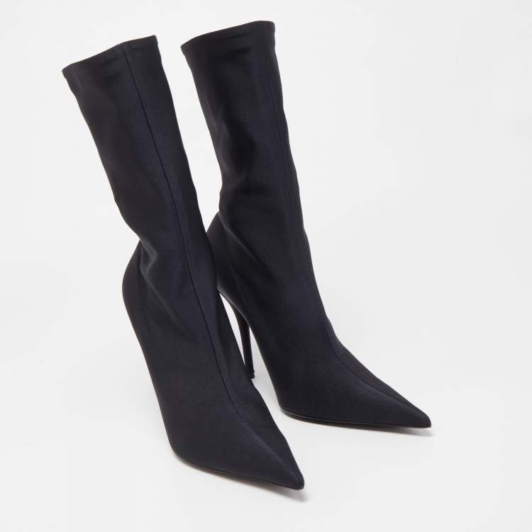 Pre Owned Balenciaga Black Fabric Sock Mild calf Boots Size 40