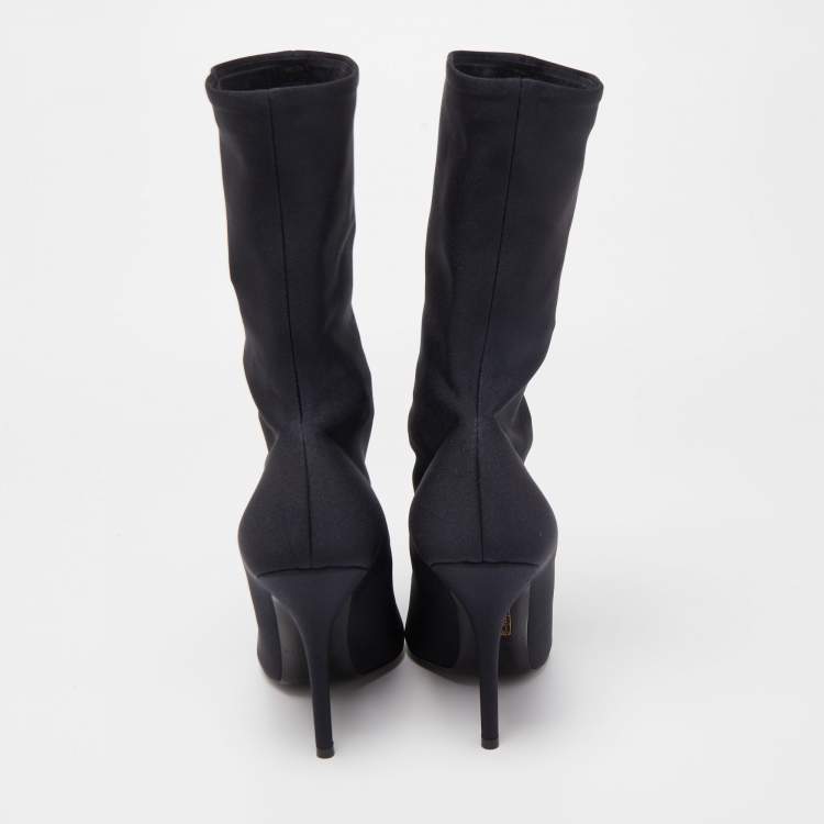 Pre Owned Balenciaga Black Fabric Sock Mild calf Boots Size 40