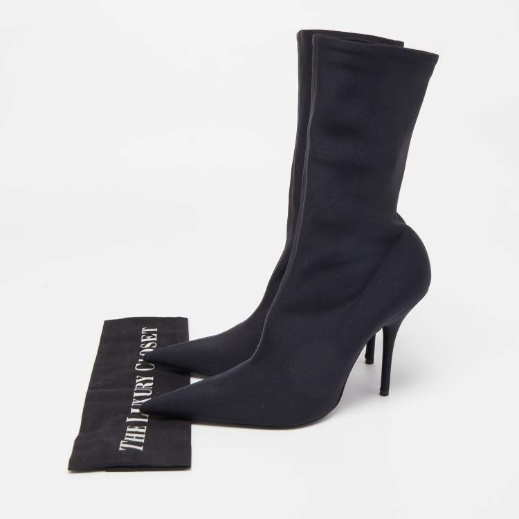Pre Owned Balenciaga Black Fabric Sock Mild calf Boots Size 40