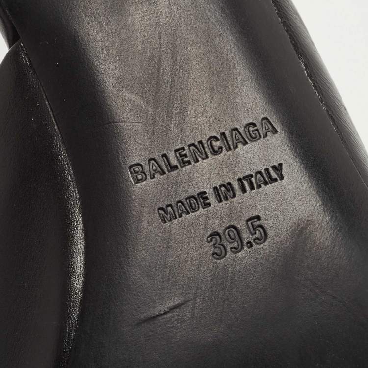 Pre Owned Balenciaga Black Leather Knife Pointed Toe Mules Size 39.5