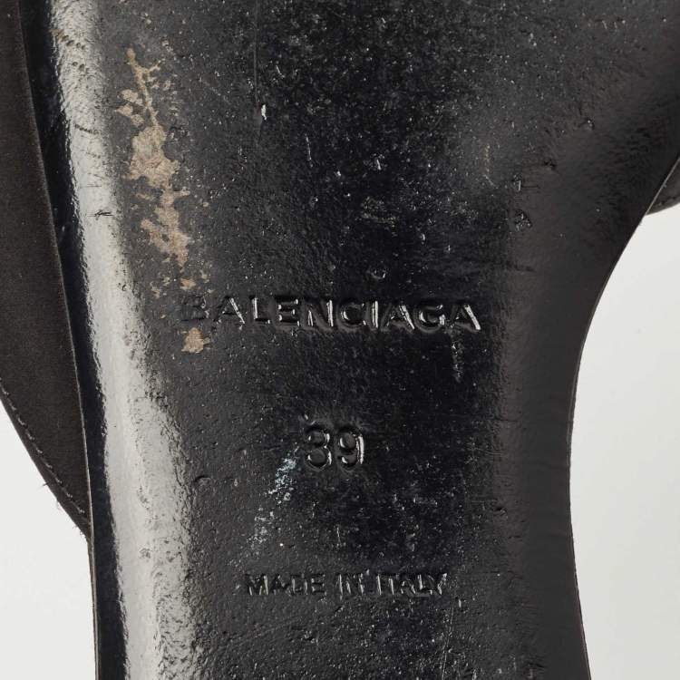 Pre Owned Balenciaga Black Satin Sequins Embellished Flats Size 39