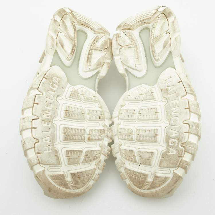 Pre Owned Balenciaga White Rubber and Faux Leather Track Sandals Size 38