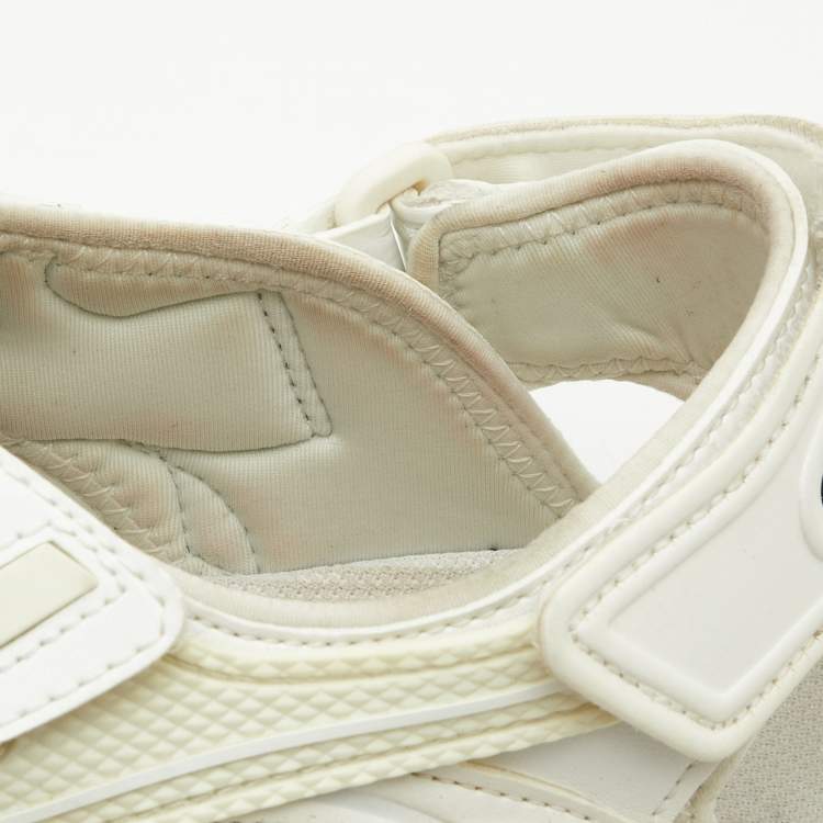 Pre Owned Balenciaga White Rubber and Faux Leather Track Sandals Size 38