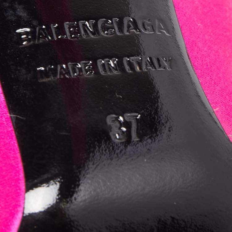 Pre Owned Balenciaga Pink Satin Knife Pointed Toe Pumps Size 37