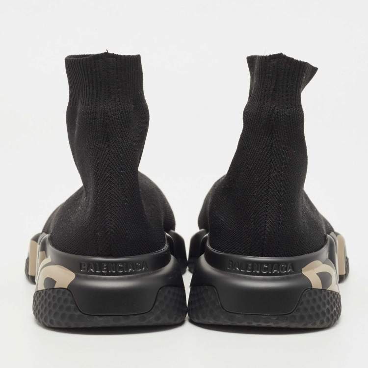 مملوكة مسبقًا Balenciaga Black Knit Fabric Speed Trainer Sneakers Size 38