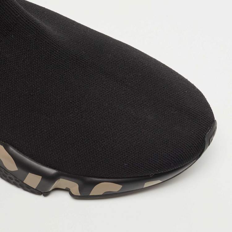 مملوكة مسبقًا Balenciaga Black Knit Fabric Speed Trainer Sneakers Size 38
