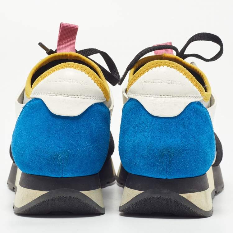 Pre Owned Balenciaga Multicolor Leather and Mesh Race Runner Sneakers Size 37