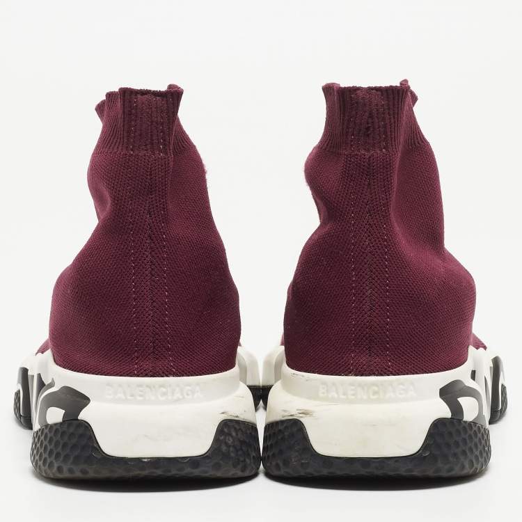 مملوكة مسبقًا Balenciaga Purple Knit Speed Trainer High Top Sneakers Size 40