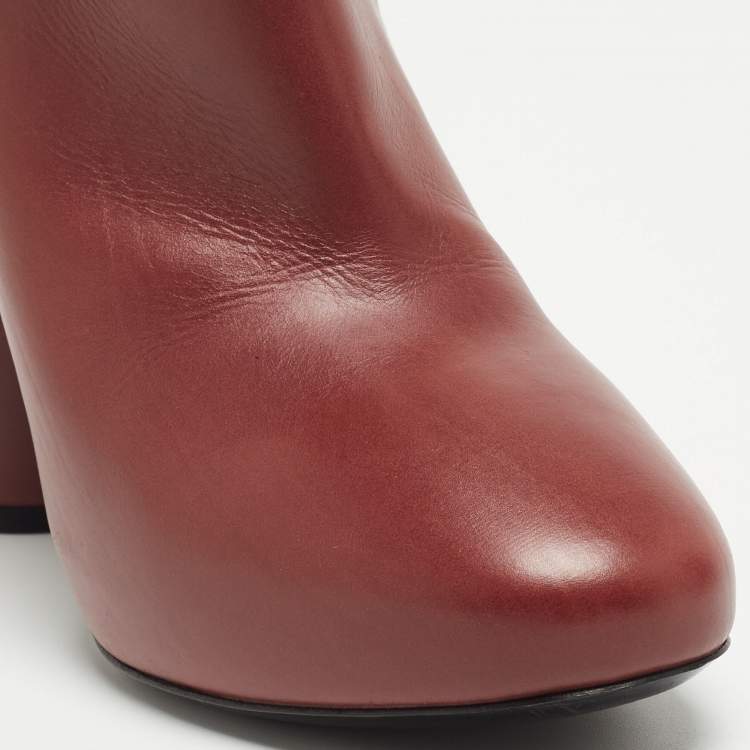 Pre Owned Balenciaga Burgundy Leather Arena Boots Size 37
