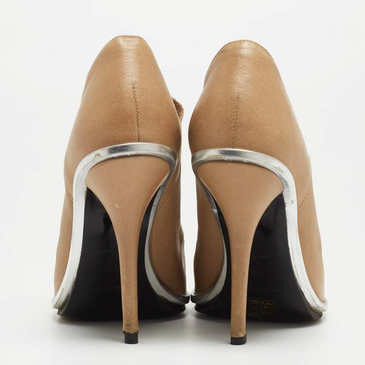Pre Owned Balenciaga Beige Leather Glove Open Toe Pumps Size 39 