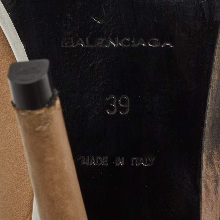 Pre Owned Balenciaga Beige Leather Glove Open Toe Pumps Size 39 