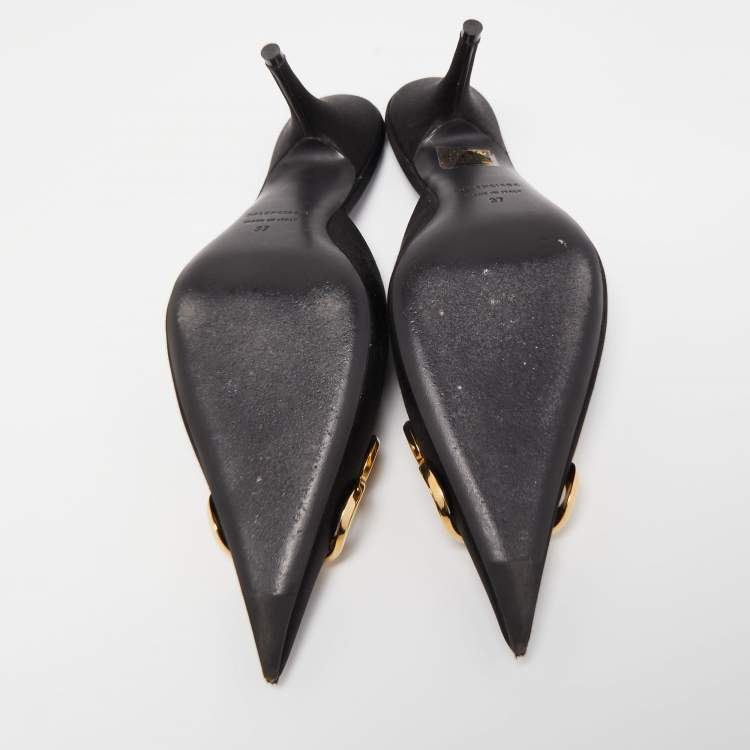 Pre Owned Balenciaga Black  Satin Knife Mules Size  37