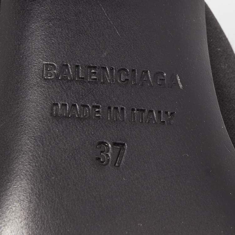 Pre Owned Balenciaga Black  Satin Knife Mules Size  37