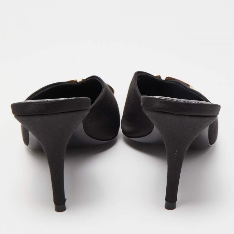 Pre Owned Balenciaga Black  Satin Knife Mules Size  37