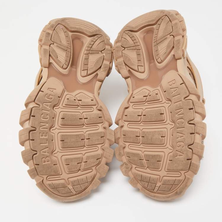 Pre Owned Balenciaga Beige Mesh and Leather Track Sneakers Size 38
