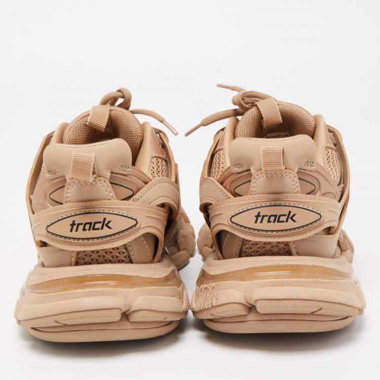Pre Owned Balenciaga Beige Mesh and Leather Track Sneakers Size 38