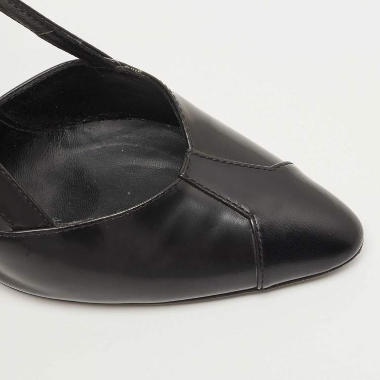 Pre Owned Balenciaga Black Leather Cutout Pumps Size 38