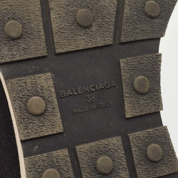 Pre Owned Balenciaga Black Fabric and Patent Race Runner Sneakers Size 38