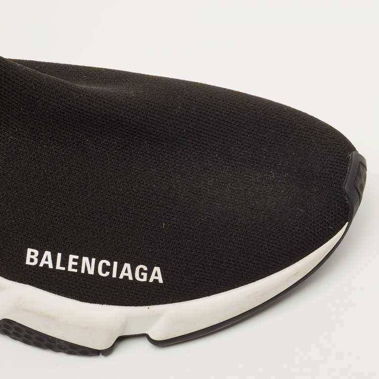 Pre Owned Balenciaga Black Knit Fabric Speed Trainer Sneakers Size 39