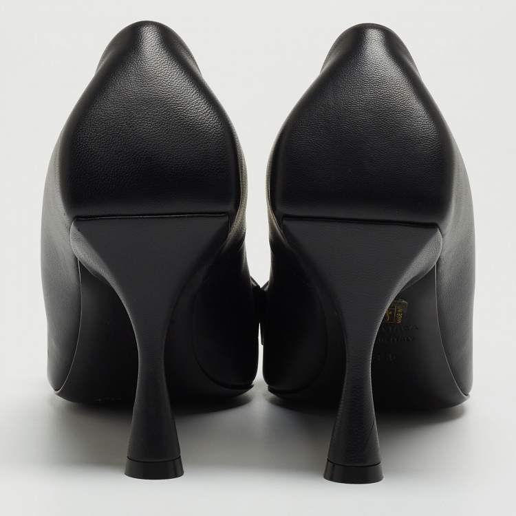 Pre Owned Balenciaga Black Leather Knife Fringe Detail Pointed Toe Pumps Size 38.5