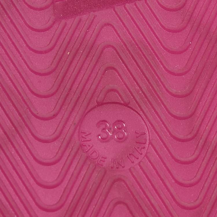 Pre Owned Balenciaga Pink Rubber Double Buckle Detail Flat Sandals Size 38