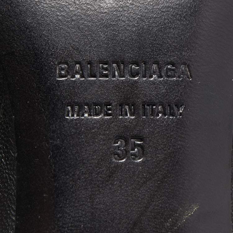 Pre Owned Balenciaga Black Leather Knife Mules Size 35 