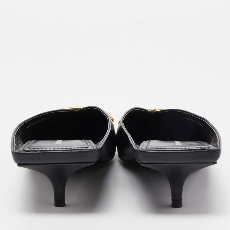 Pre Owned Balenciaga Black Leather Knife Mules Size 35 