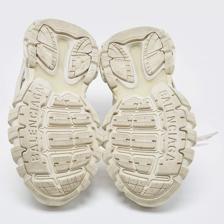 Pre Owned Balenciaga White Mesh and Leather Track Sneakers Size 38 
