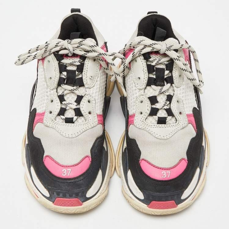 مملوكة مسبقًا Balenciaga Multicolor Leather and Mesh Triple S Sneakers Size 37