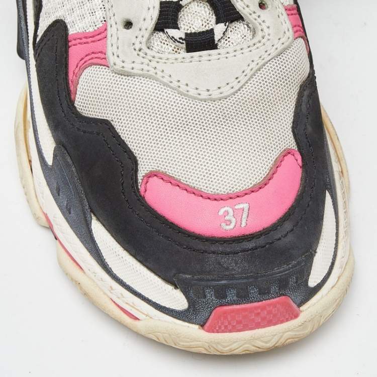 مملوكة مسبقًا Balenciaga Multicolor Leather and Mesh Triple S Sneakers Size 37