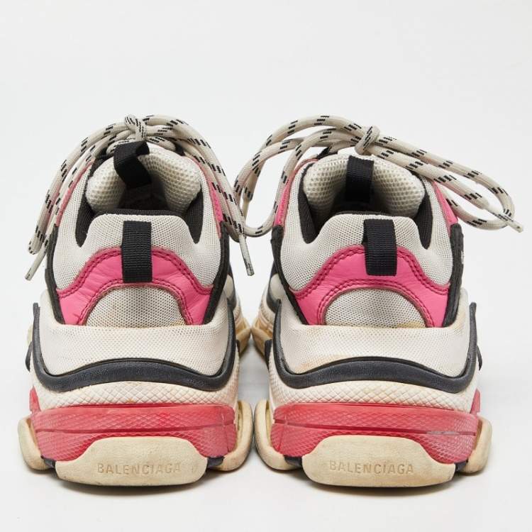 مملوكة مسبقًا Balenciaga Multicolor Leather and Mesh Triple S Sneakers Size 37