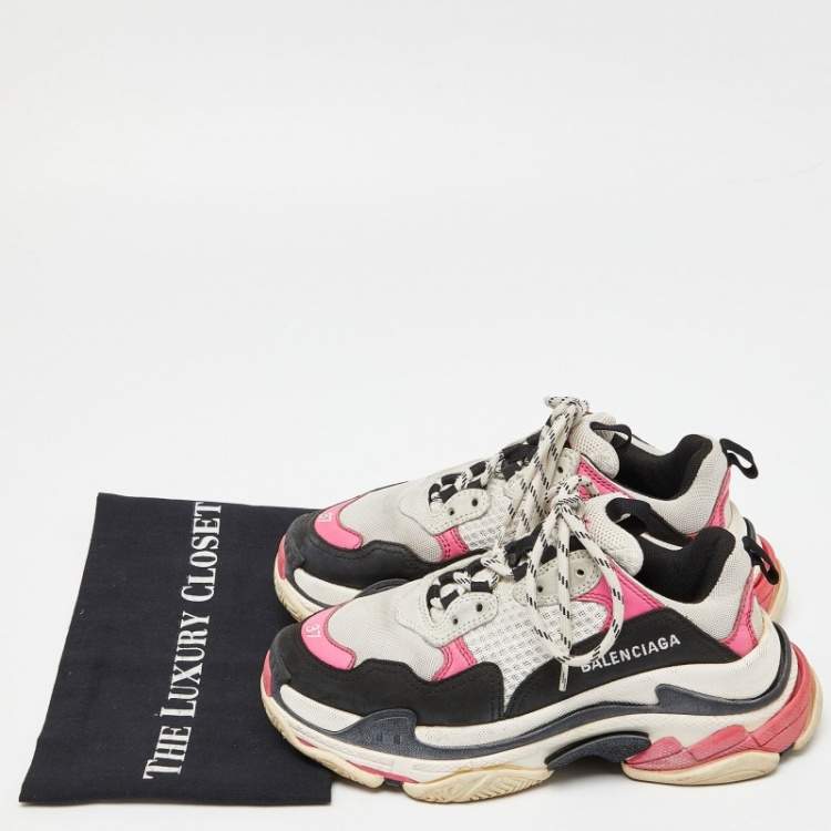مملوكة مسبقًا Balenciaga Multicolor Leather and Mesh Triple S Sneakers Size 37
