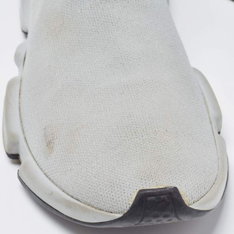 مملوكة مسبقًا Balenciaga Grey Knit Fabric Speed Trainer Sneakers Size 37