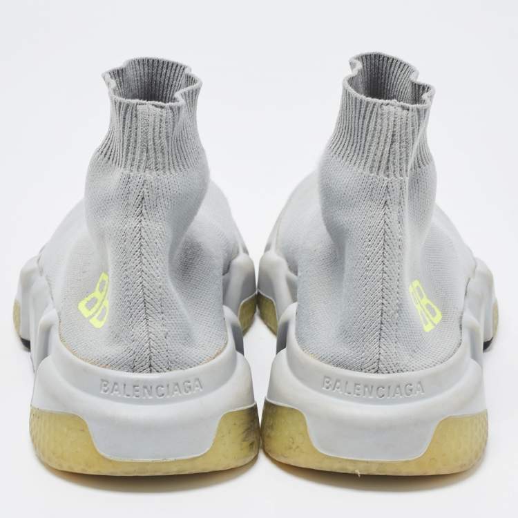 مملوكة مسبقًا Balenciaga Grey Knit Fabric Speed Trainer Sneakers Size 37