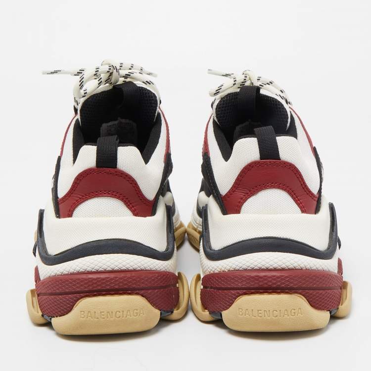 Pre Owned Balenciaga Tricolor Nubuck Leather and Mesh Triple S Low Top Sneakers Size 37