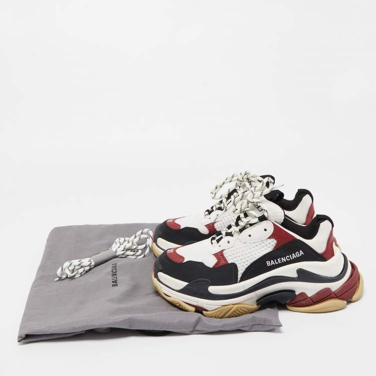 Pre Owned Balenciaga Tricolor Nubuck Leather and Mesh Triple S Low Top Sneakers Size 37