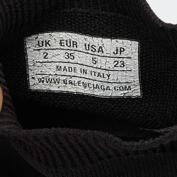 Pre Owned Balenciaga Black Knit Fabric Speed High Top Sneakers Size 35