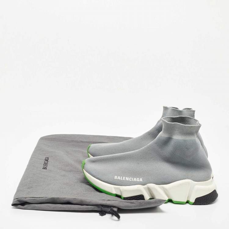Pre Owned Balenciaga Grey Knit Speed Trainer High Top Sneakers Size 35