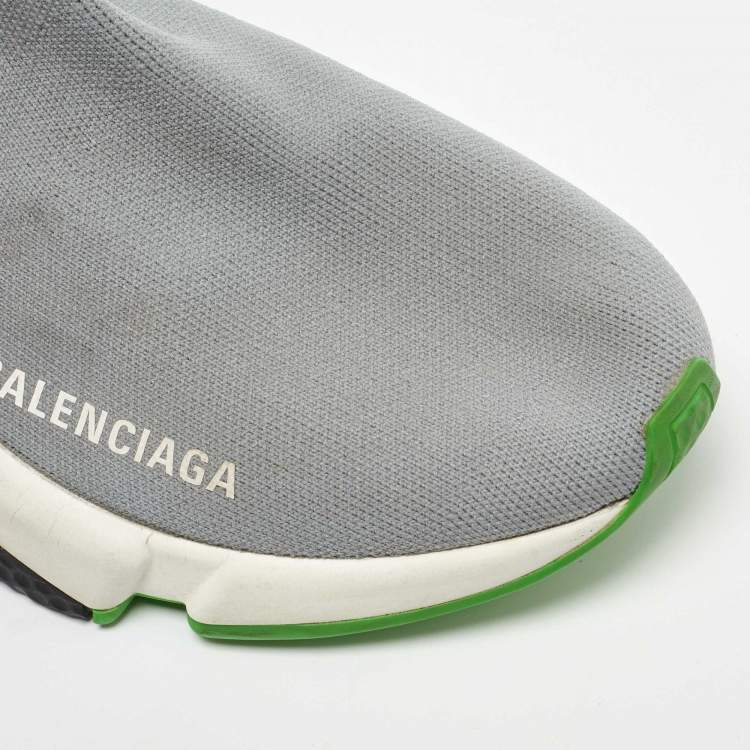 Pre Owned Balenciaga Grey Knit Speed Trainer High Top Sneakers Size 35