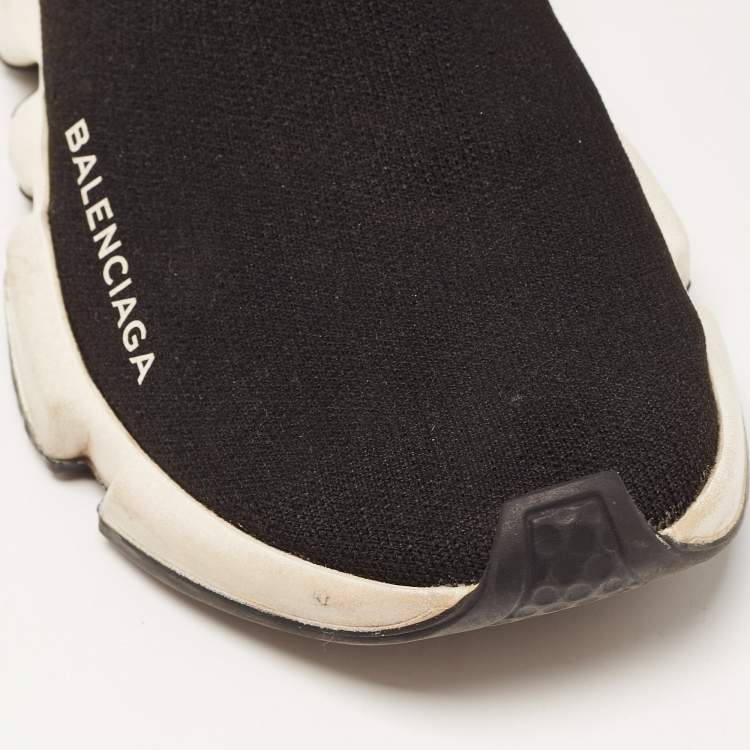 مملوكة مسبقًا Balenciaga Black Knit Fabric Speed Trainer Sneakers Size 37