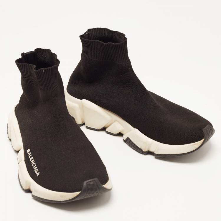 مملوكة مسبقًا Balenciaga Black Knit Fabric Speed Trainer Sneakers Size 37